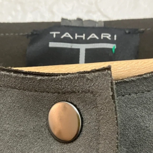 Tahari Charcoal Button-Up Trench Coat - Picture 3 of 8